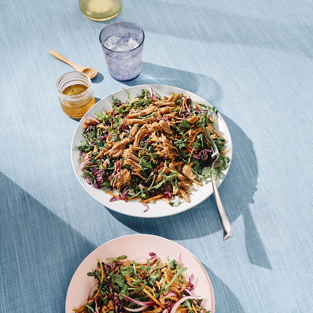 Pulled Pork, Cabbage and Arugula Salad