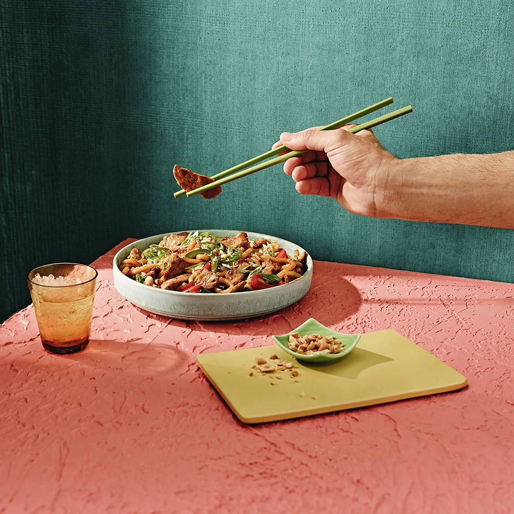 Sliced Pork & Peppers with Udon Noodles