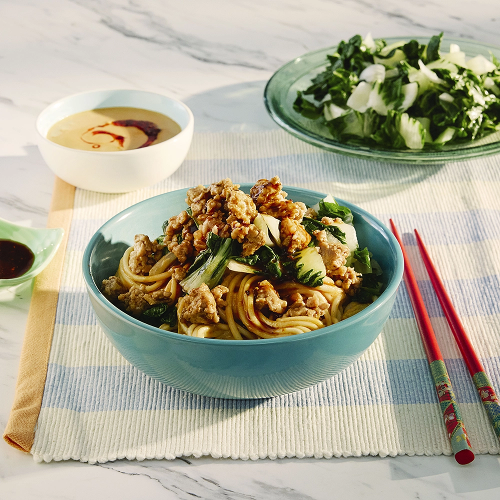 Weeknight Dan Dan Noodles with Ground Pork & Bok Choy
